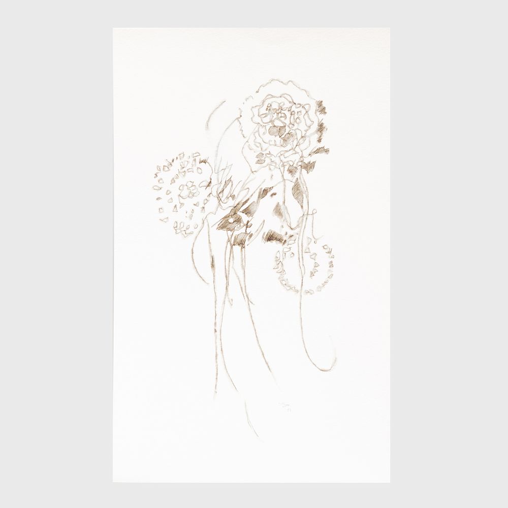 Appraisal: Charles Seliger - Untitled Flowers Ink and wash on paper