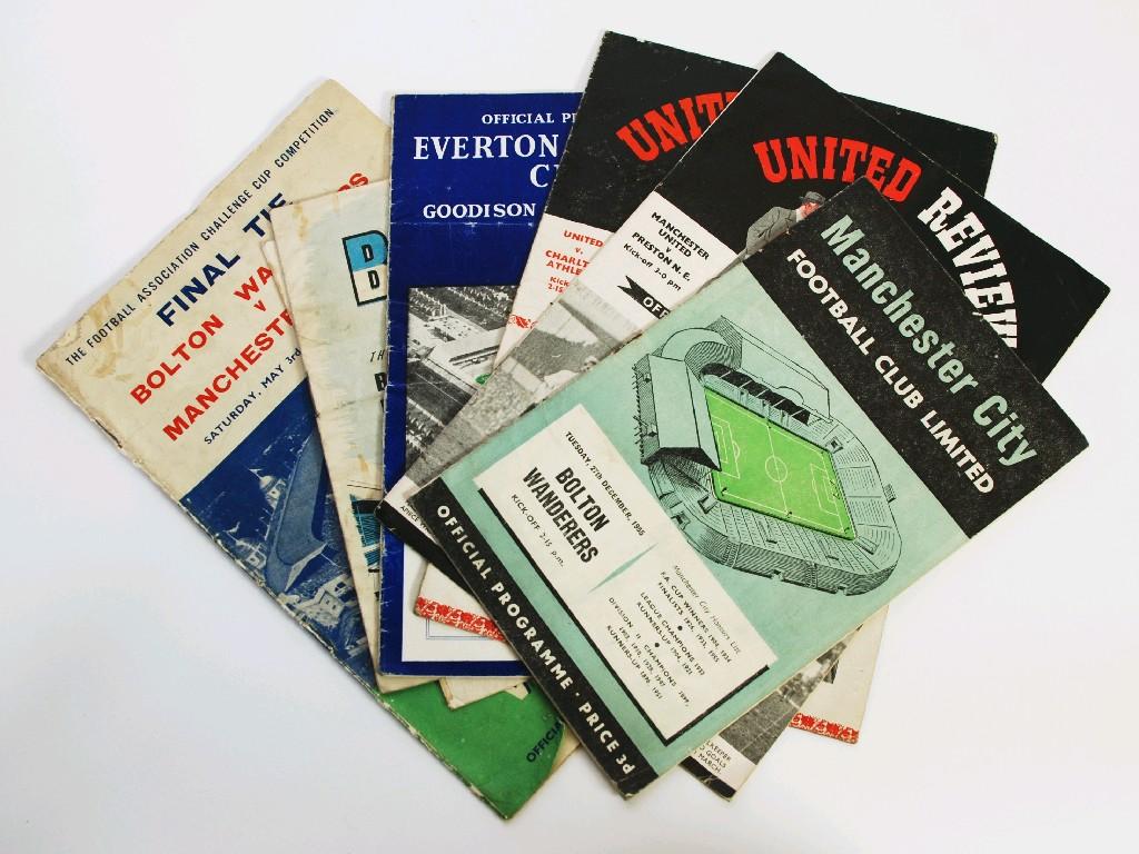 Appraisal: SEVEN FOOTBALL PROGRAMMES VARIOUS LEAGUE CLUBS FROM THE 's Manchester