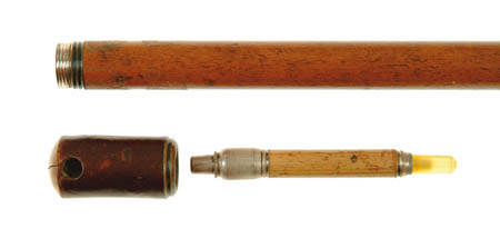 Appraisal: NOVELTY CANE - wood shaft with screw top containing a