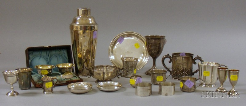 Appraisal: Twenty-one Assorted Silver and Silver Plated Items including a coin