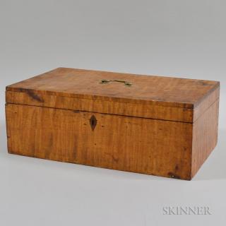 Appraisal: Tiger Maple Document Box th century ht wd dp in