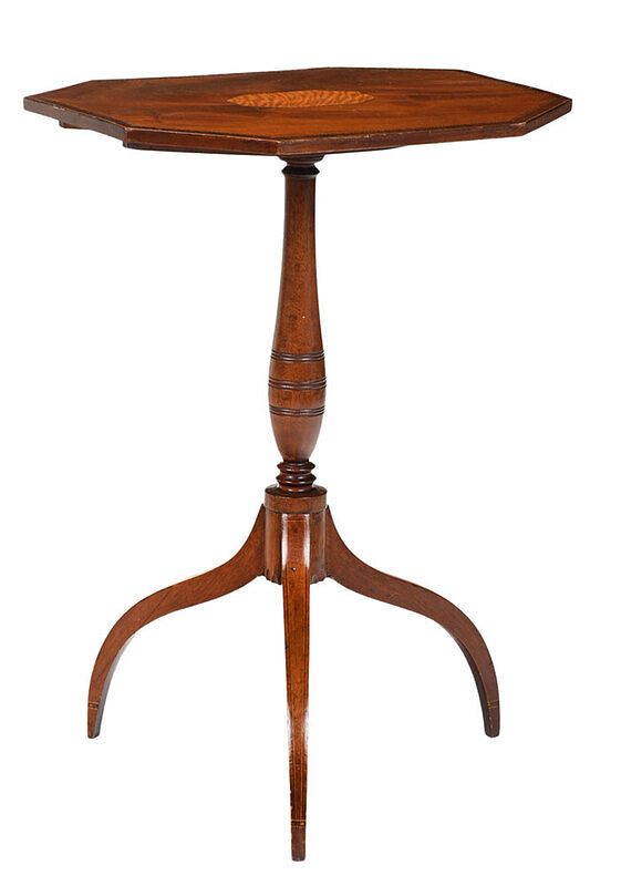 Appraisal: Massachusetts Federal Inlaid Mahogany Candlestand attributed to Salem - banded