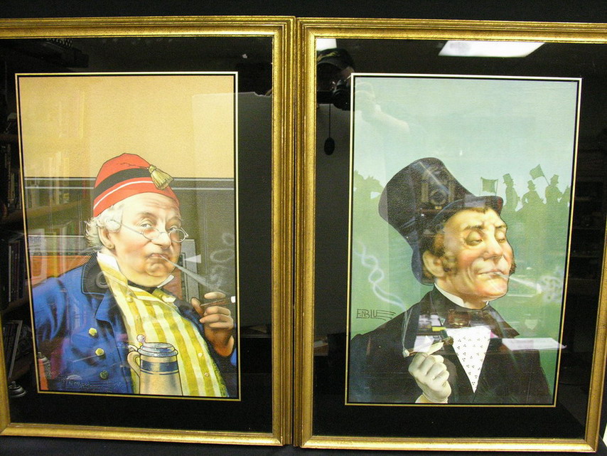 Appraisal: TWO AMERICAN TOBACCO CO PRINTS framed with reverse painted black