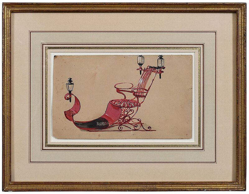 Appraisal: Conrad Wise Chapman American - The Red Sleigh unsigned watercolor