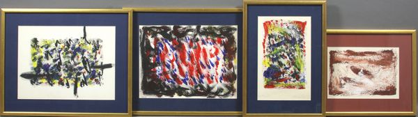 Appraisal: Group of four paintings by Raoul Suarez abstracts with primary