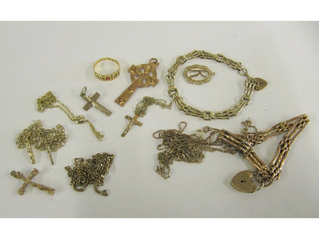 Appraisal: Lot of ct gold to include neckchains gate bracelets etc