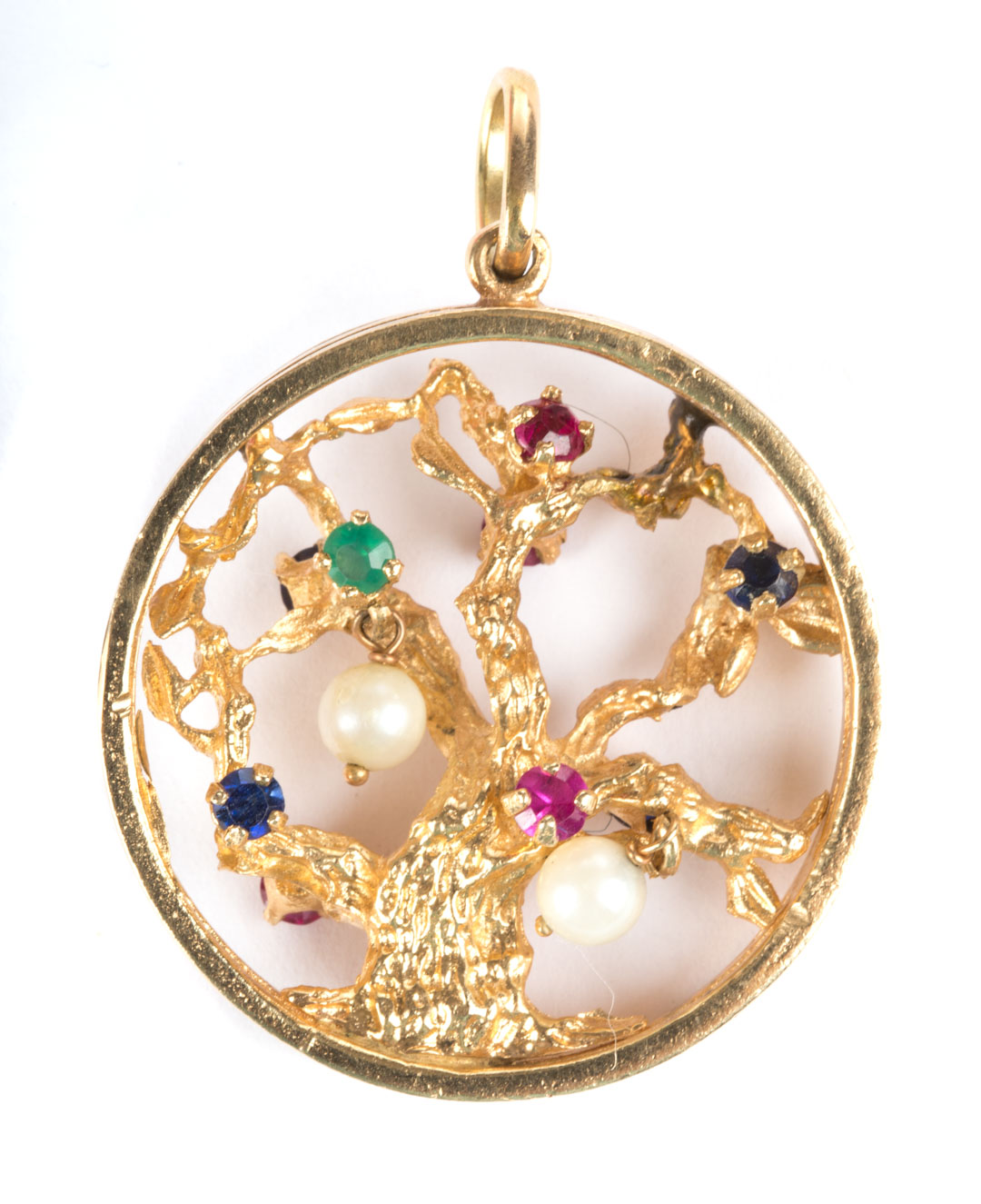 Appraisal: A Multicolored Gemstone Pearl Tree Charm Tree of Life charm