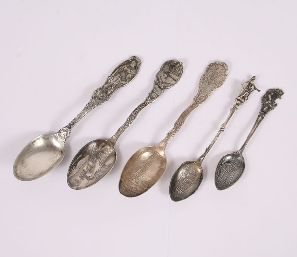 Appraisal: Sterling souvenir spoons N Y Pan Am electric tower Columbian