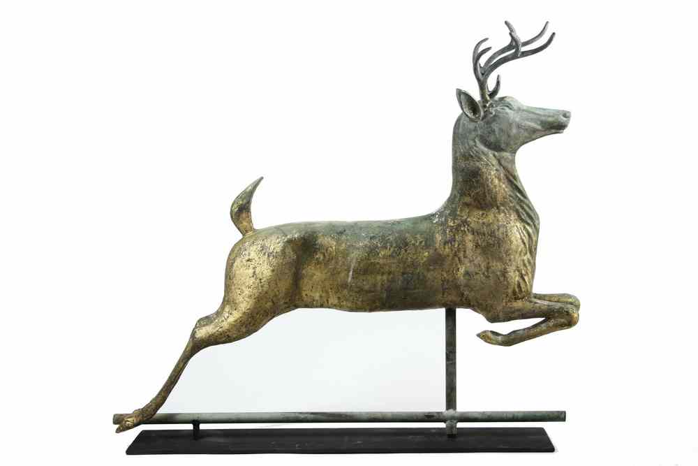 Appraisal: WEATHERVANE - Zinc Head Hollow Body Leaping Stag Weathervane Top