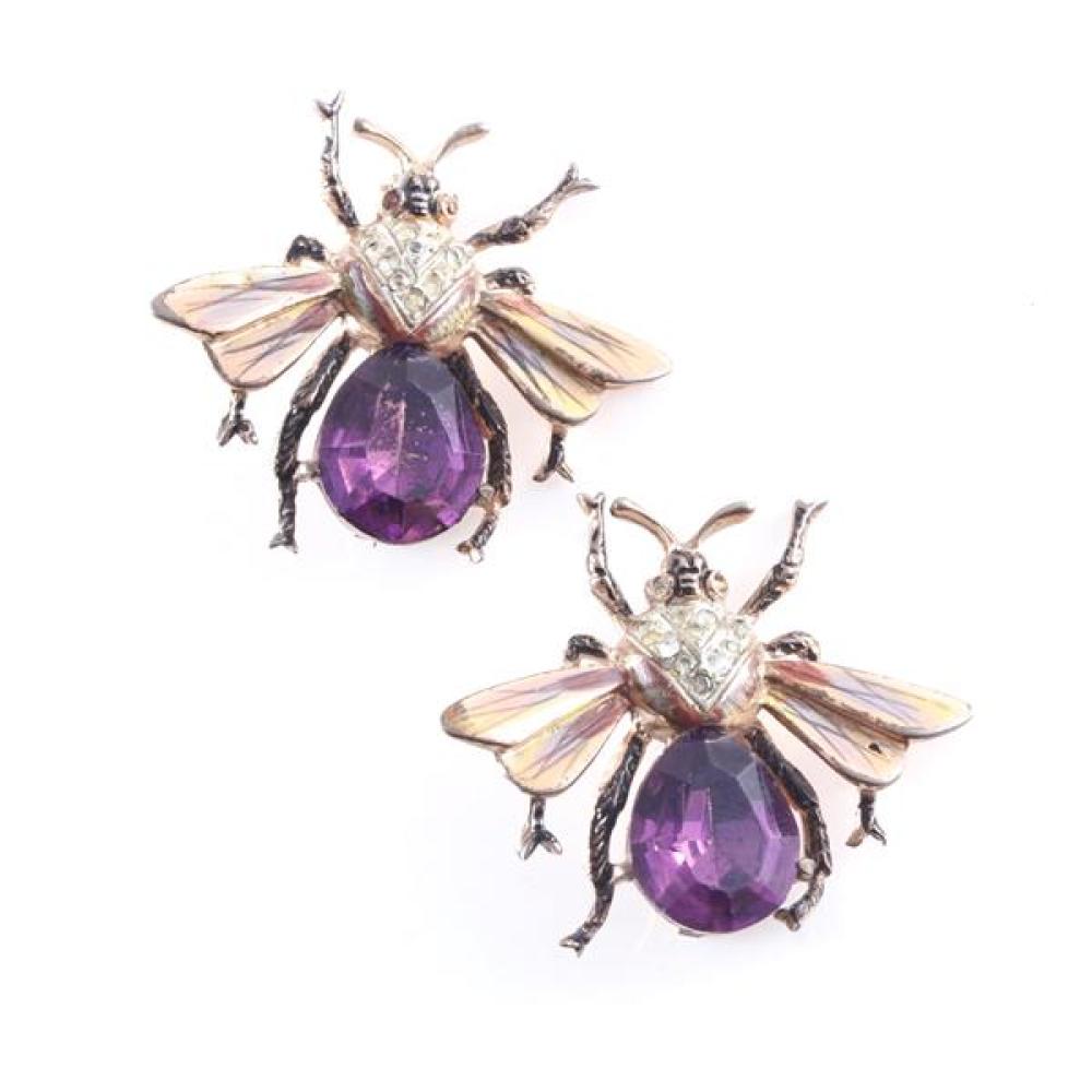 Appraisal: TWO SIGNED CORO CRAFT STERLING FLY BEE PINS WITH ENAMEL