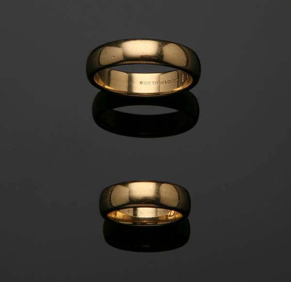 Appraisal: A set of two k gold bands Tiffany amp Co