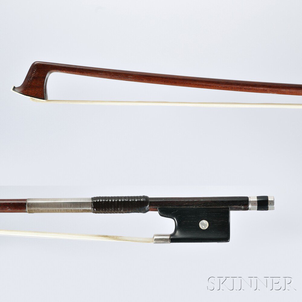 Appraisal: French Silver-mounted Violin Bow Ascribed to Charles Peccatte the round