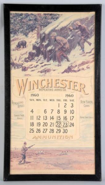 Appraisal: Winchester Gun Calendar Description Framed under glass Condition Excellent Size