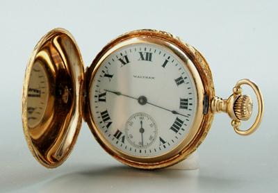 Appraisal: Lady's gold pocket watch porcelain face movement signed Waltham machine