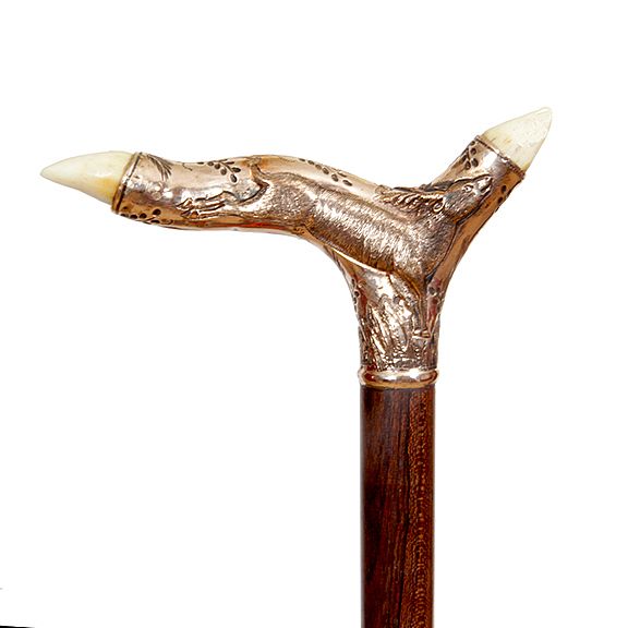 Appraisal: Gold Elk Trophy Cane Ca - A very high relief