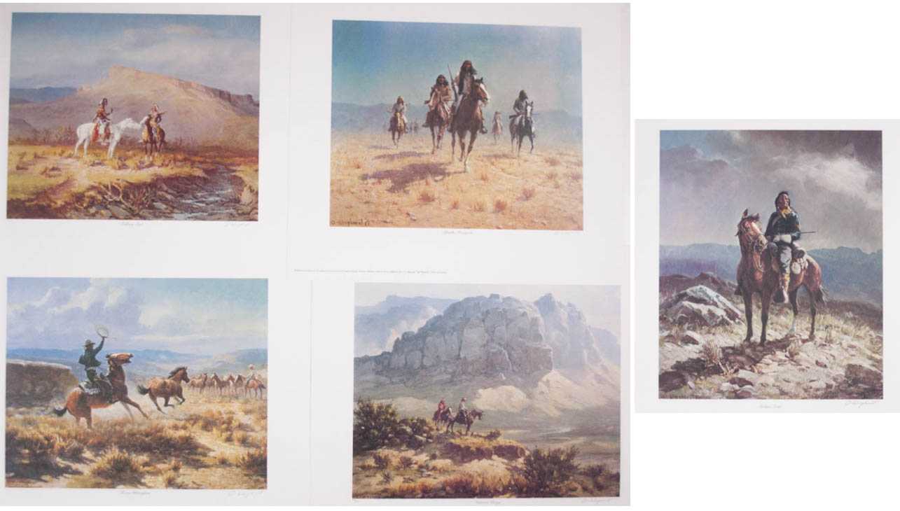 Appraisal: OLAF WIEGHORST FIVE LIMITED EDITION PRINTS California - Apache Renegade