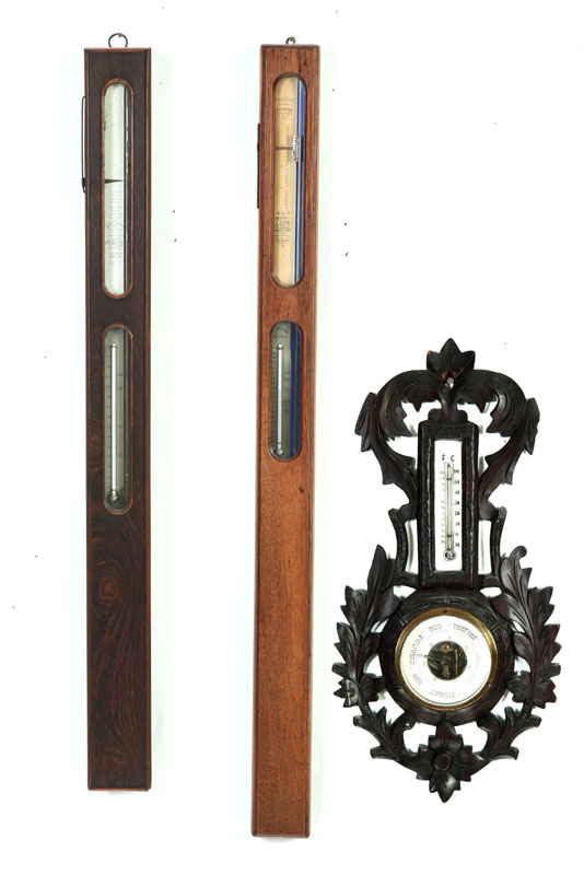 Appraisal: THREE BAROMETERS American nd half- th century Two similar stick