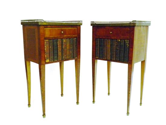 Appraisal: Pair Louis XV style single drawer stands with faux book