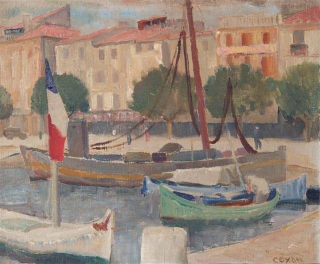 Appraisal: RAYMOND COXON - - 'Boats in Harbour' signed oils on