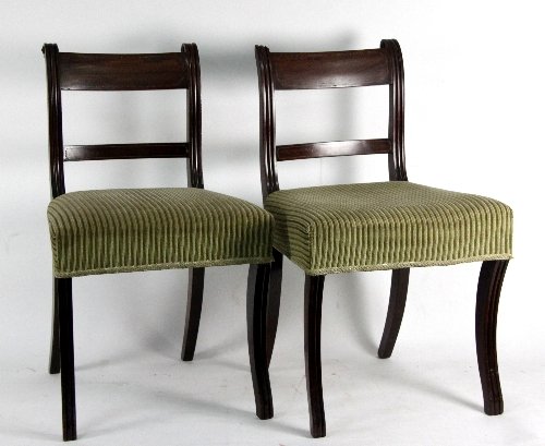 Appraisal: A set of five Regency dining chairs with chequer strung