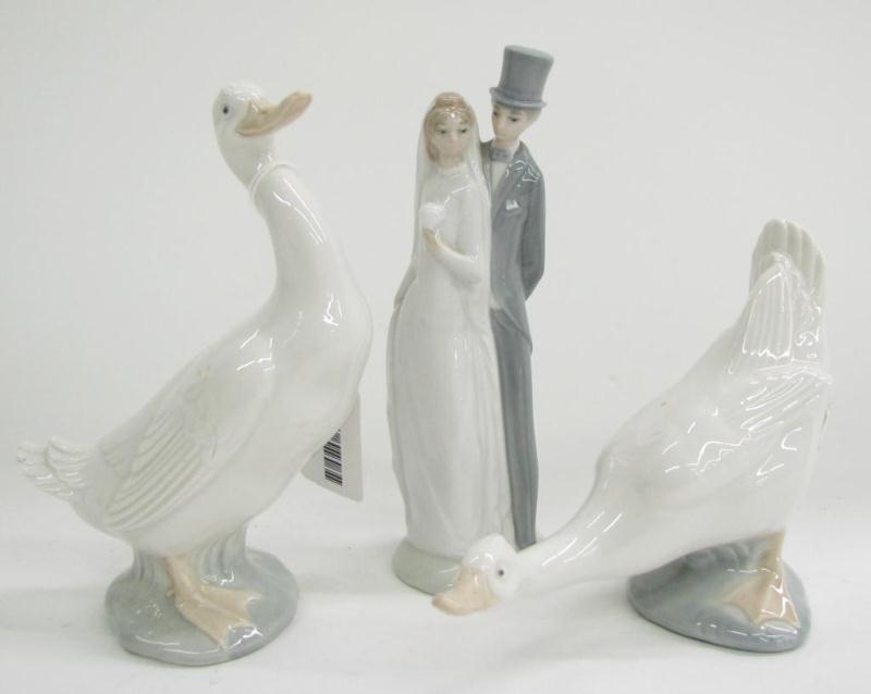 Appraisal: Group of Nao porcelain figures including two ducks and bride