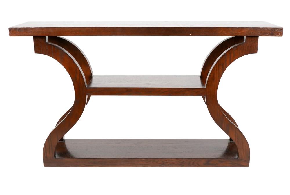 Appraisal: STAINED WOOD CONSOLE TABLEmodern inches wide inches deep inches high