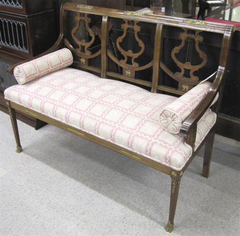 Appraisal: LOUIS XVI STYLE TRIPLE LYRE-BACK SETTEE French early th century