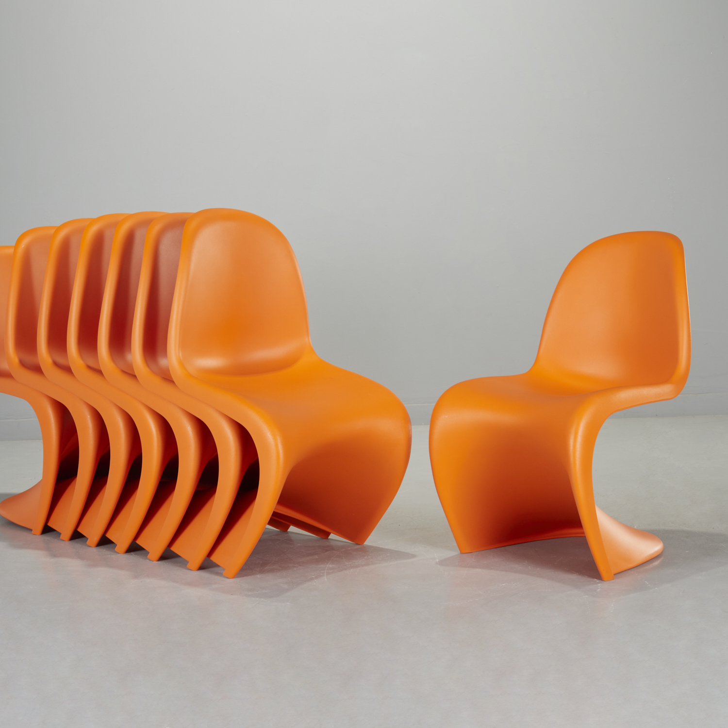 Appraisal: VERNER PANTON STACKING SIDE CHAIRS c st c Denmark orange