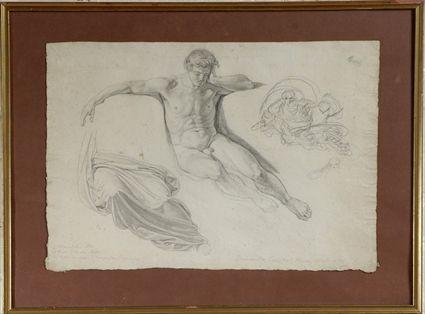 Appraisal: After Benvenuto Cellini Figure Study Pencil on paper framed x