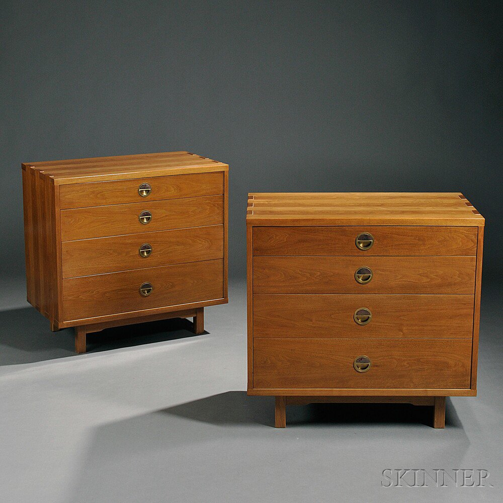 Appraisal: Dunbar Two Chests Two Side Tables and a Headboard Mahogany