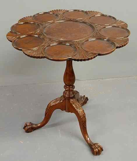 Appraisal: Chippendale style tea table with molded and shell carved top