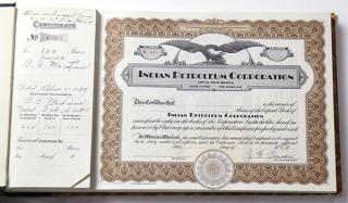 Appraisal: lot of 's Stock Certificates from Indian Petroleum Corp lot