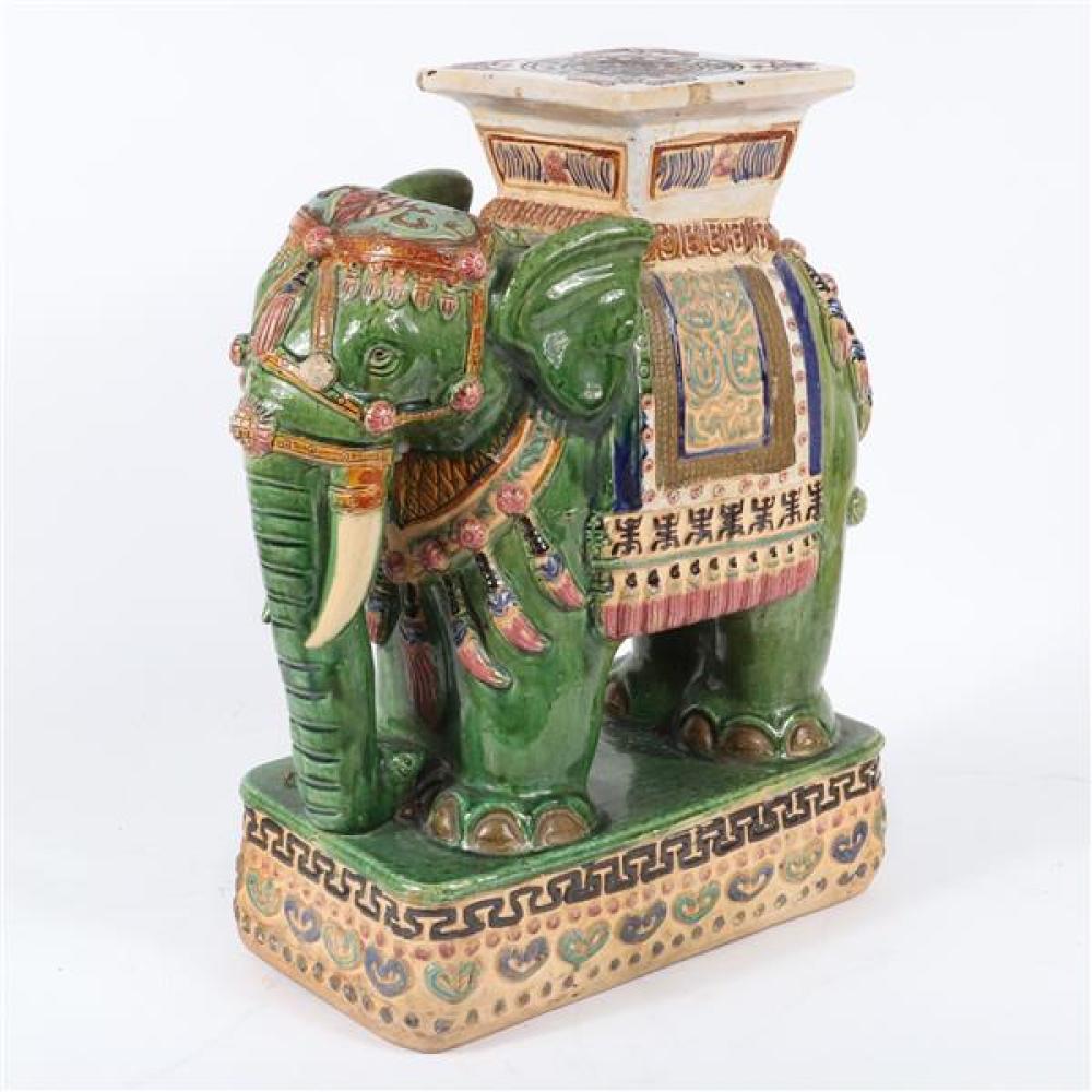 Appraisal: CHINESE PORCELAIN HAND PAINTED HEAVILY DECORATED CEREMONIAL ELEPHANT CERAMIC GARDEN