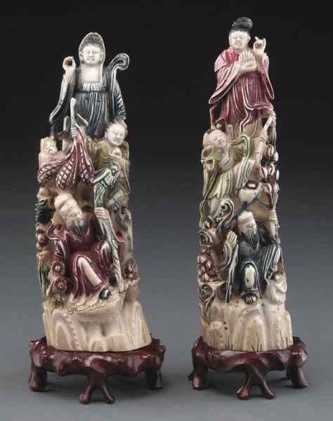 Appraisal: Chinese polychrome ivory carvings International buyers should note that several