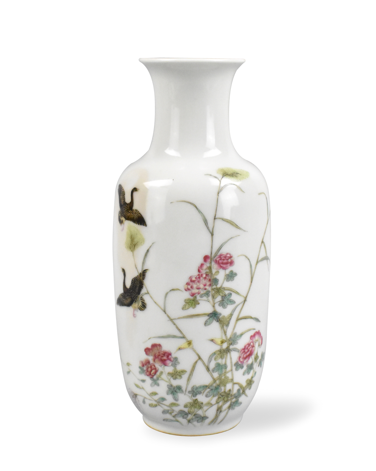 Appraisal: Chinese Republic Period famille rose vase painted with flying cranes