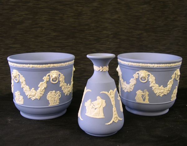 Appraisal: Group of Three Pieces of Blue Wedgwood consisting of a