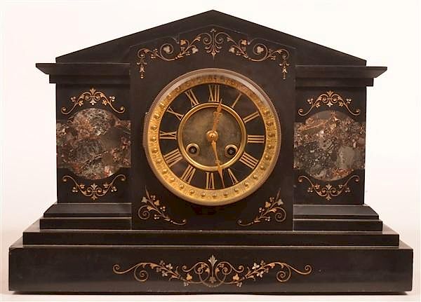 Appraisal: Antique French Slate Case Mantel Clock Antique French Slate Case