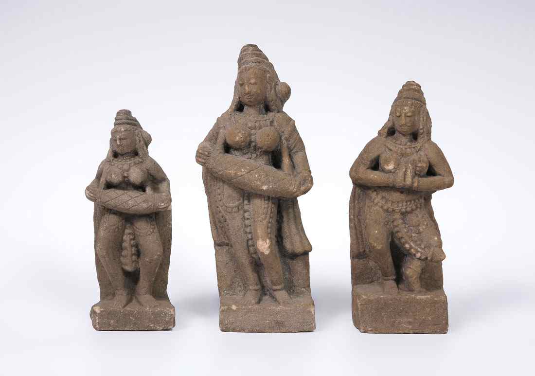 Appraisal: CARVED STONE SCULPTURES Figures of female Buddhist deities largest measures