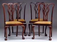 Appraisal: SET OF FOUR CHIPPENDALE-STYLE DINING CHAIRS The matching set has