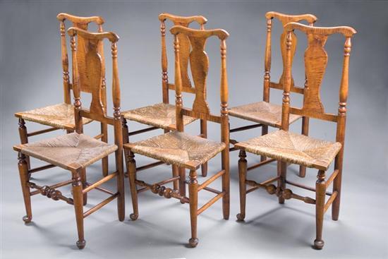 Appraisal: SET OF SIX COUNTRY QUEEN ANNE-STYLE SIDE CHAIRS New England