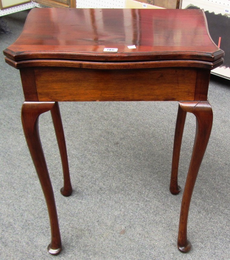 Appraisal: A small late th century mahogany serpentine card table cm