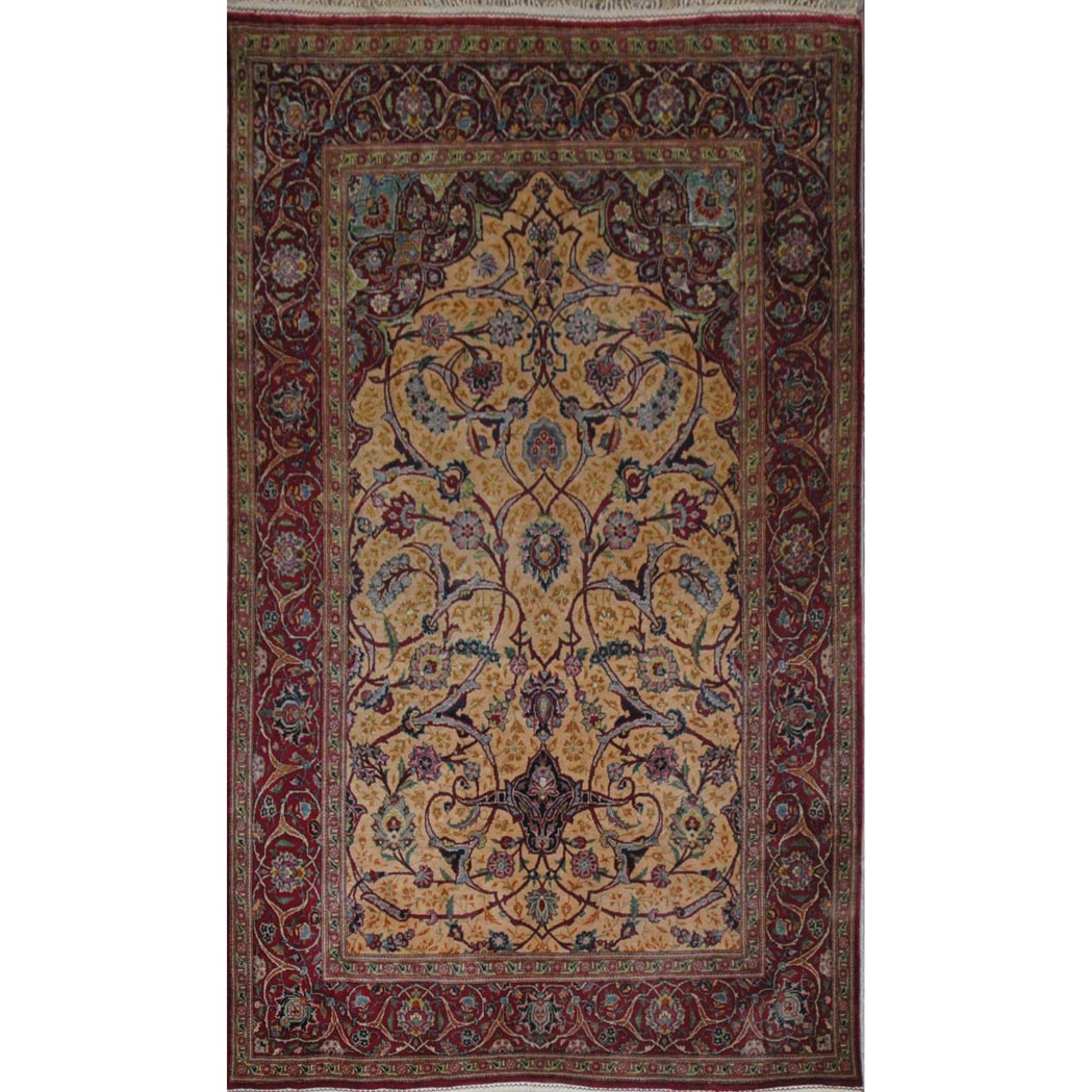 Appraisal: Silk Kashan Prayer Rug Central Persia first quarter of the