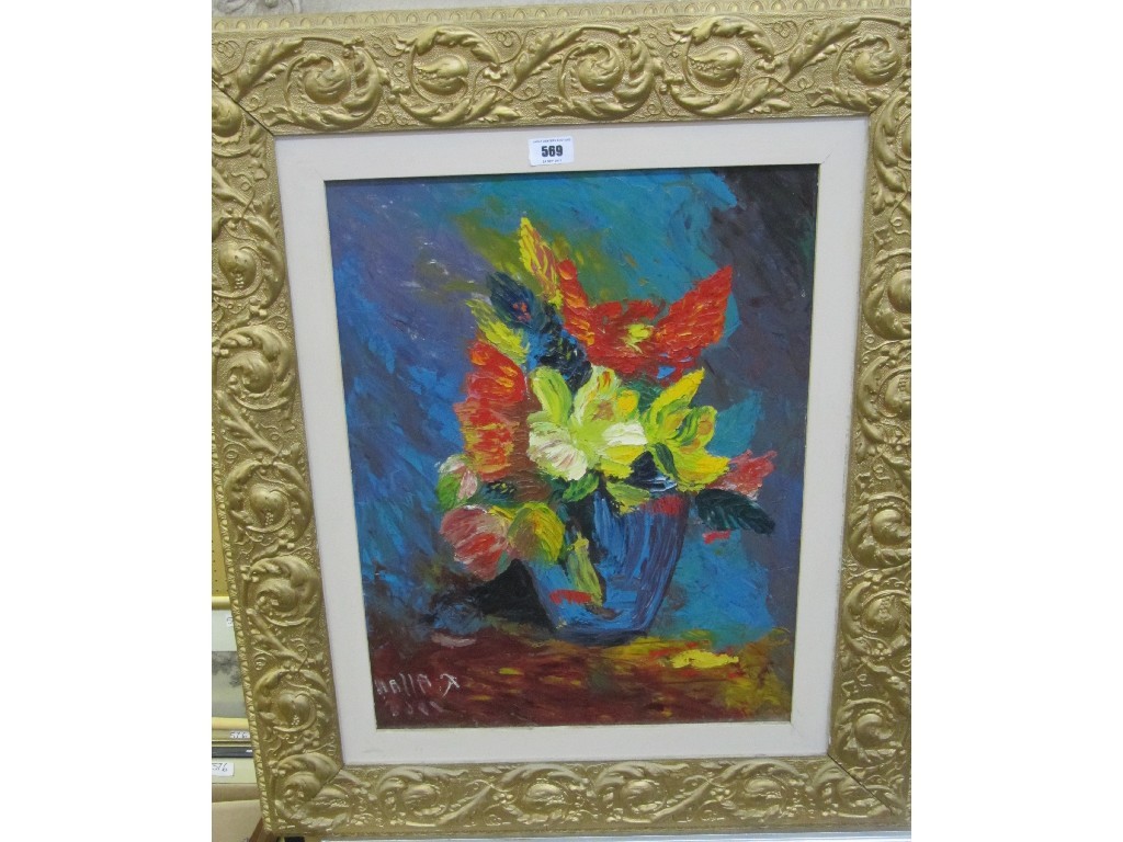 Appraisal: ROBERT ALLAN Oil on board flower study signed