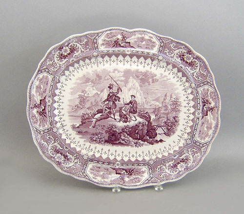 Appraisal: Purple transfer platter th c in the Caledonia pattern l