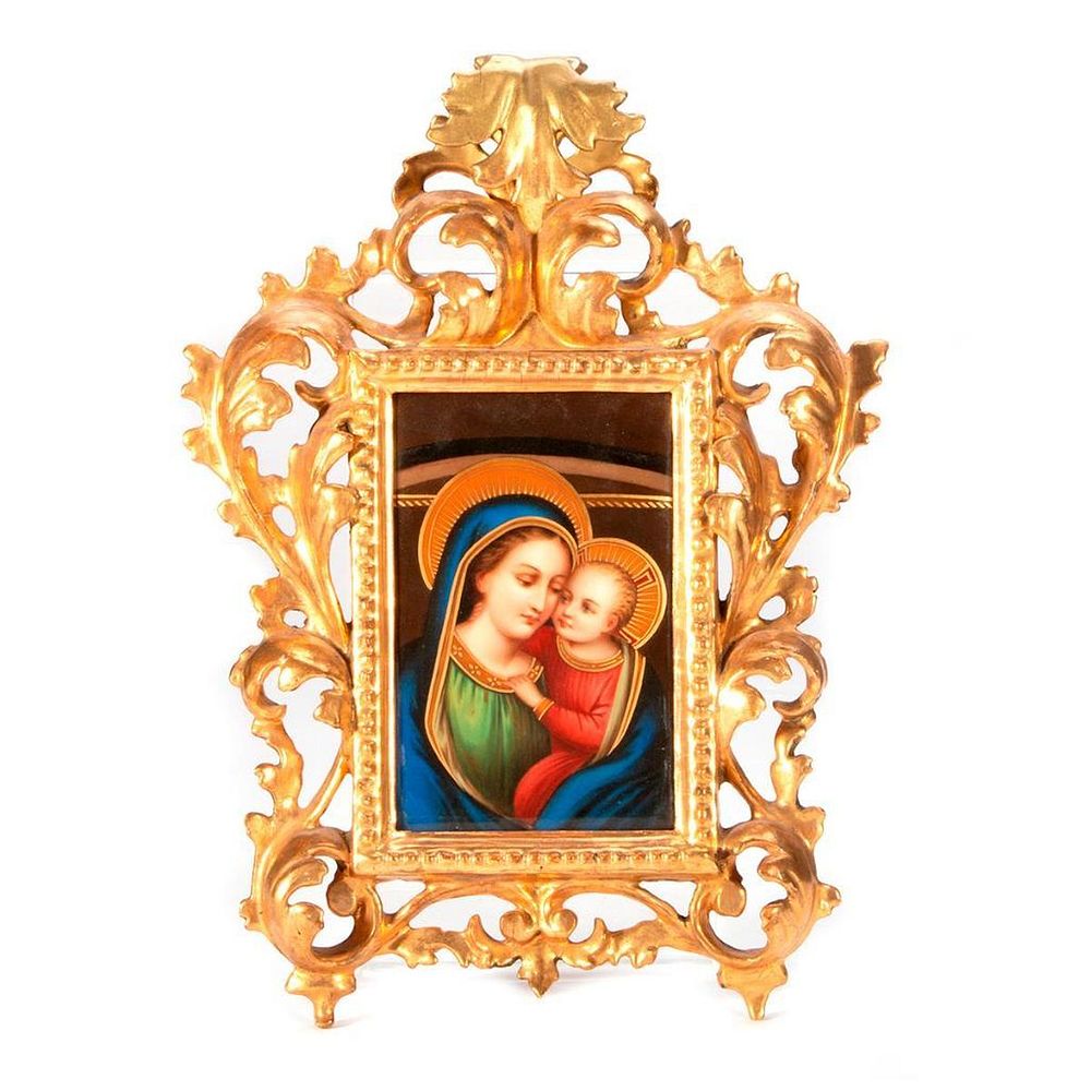 Appraisal: Porcelain Painted Portrait Plaque Rectangular Porcelain Plaque of Madonna and