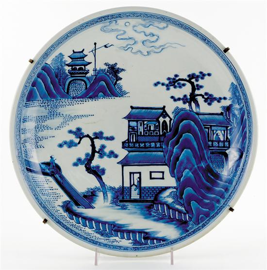 Appraisal: Chinese Export blue-and-white charger late th early th century underglaze-blue