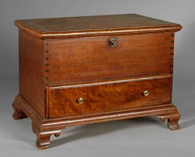 Appraisal: Virginia Chippendale miniature blanket chest walnut with poplar and yellow