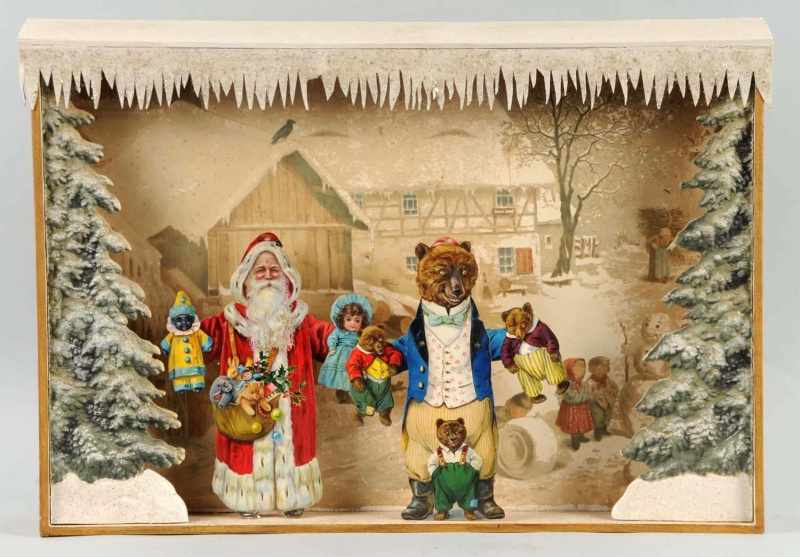 Appraisal: Magnificent Santa Bear Family Christmas Scene Description Working Wonderful clockwork