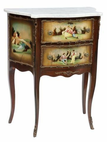 Appraisal: Petite Louis XV style commode late th c shaped marble