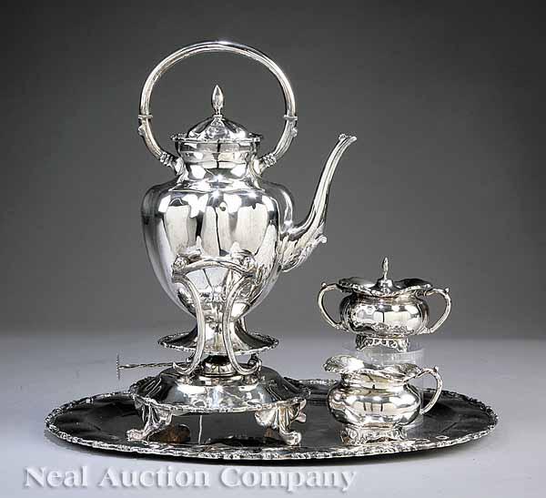 Appraisal: A Mexican Sterling Silver Tea Service mid- th c consisting